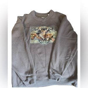 Croft&Barrow Brown Crewneck Sweatshirt Outdoorsman Embroidered Hunting Graphic